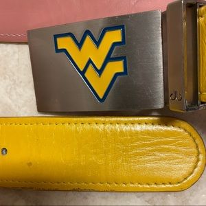 West Virginia Druh Leather Yellow/Pink Golf Belt and Buckle!
